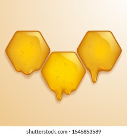 Yellow liquid honeycombs with drops