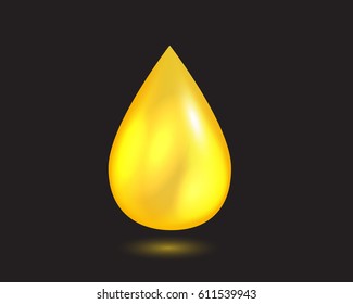 Yellow liquid oil falling drop. vector illustration.