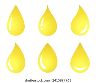 yellow liquid oil honey drops and droplets silhouette icons