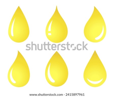 yellow liquid oil honey drops and droplets silhouette icons