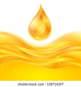 Yellow liquid oil vector falling drop