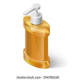 Yellow Liquid Soap Dispenser in Isometric Style