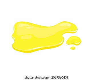 Yellow Liquid Spill. Puddle Of Juice, Oil Or Urine. Vector Cartoon Illustration.