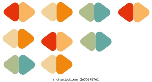 Yellow liquid spot and orange geometric shape, red flat shape and green liquid drop,. A set of isolated abstract aqua spots with gradient color.