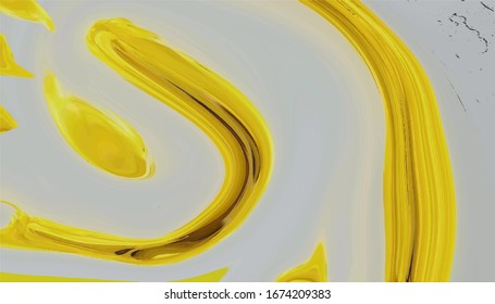 Yellow liquid texture, golden Yellow in 3d illustration for design uses. Realistic vector Yellow background. Woter effect Yellow background vector