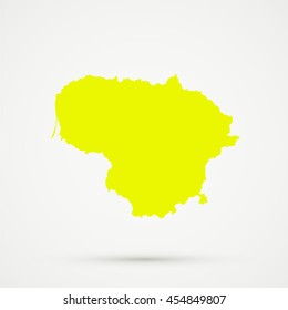 Yellow Lithuania Map Illustration