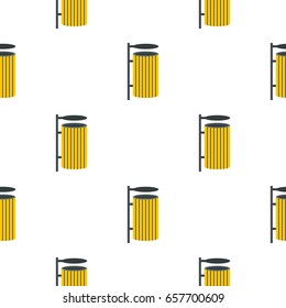 Yellow litter waste bin pattern seamless background in flat style repeat vector illustration