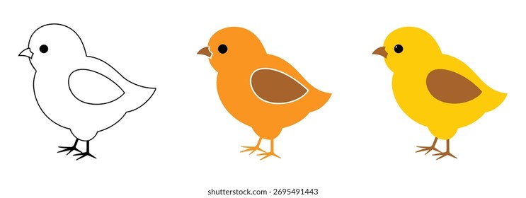 Icono amarillo de la Ilustración vectorial del carácter de la historieta de la colección del paquete del pollito
