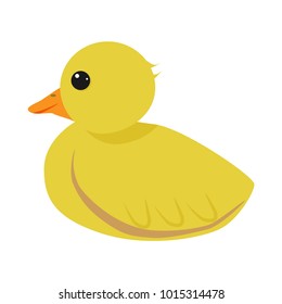 Yellow little duck. Vector illustration.