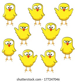 yellow little waving bird collection with emotion