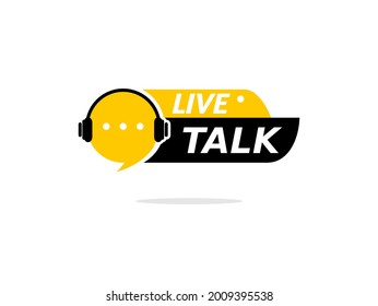 yellow live talk logo isolated on white background.video internet telecommunications icon and button. internet live streaming on podcast program. 