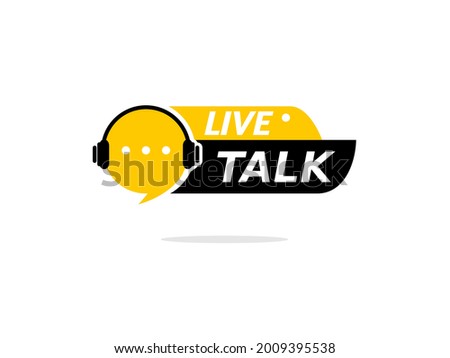 yellow live talk logo isolated on white background.video internet telecommunications icon and button. internet live streaming on podcast program. 