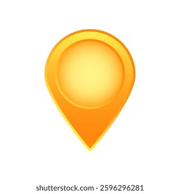 Yellow location marker with a circular center. design features a glossy appearance and shiny effect.