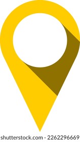 Yellow Location Pointer Pin or You Are Here Marker Hotspot Symbol Sign Icon with 3D Shadow Effect. Vector Image.