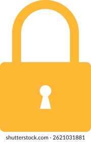 Yellow lock icon illustration, yellow padlock