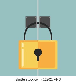 Yellow lock, illustration, vector on white background.