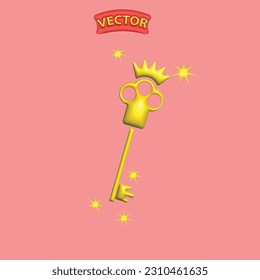 Yellow lock Simple design. 3d rendering. The 3D vector icon is free to edit. eps 10