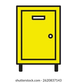 Yellow locker stores items indoors storage unit