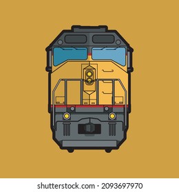 Yellow Locomotive Diesel Isolated Vector 