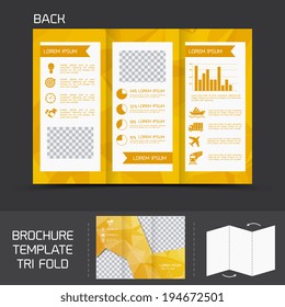 Yellow logistics paper brochure leaflet tri-fold design back template vector illustration