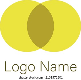 Yellow logo derived from minimalistic style spherical shapes.