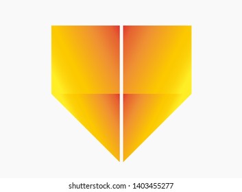 Yellow Logo polygon triangle shaped icon on a white background