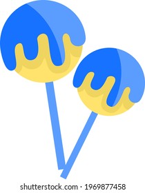 Yellow lolipop, icon illustration, vector on white background