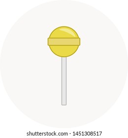 Yellow lolly pop on white stick