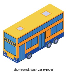 Yellow London bus icon isometric vector. Old tour. Classic english cab