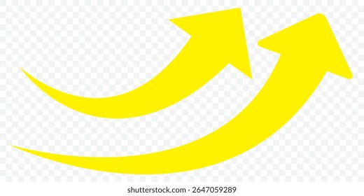 Yellow long arrow icon. Yellow long curved arrow on Transparent Background. EPS 10.