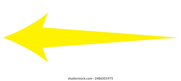 Yellow long arrow pointing left. Arrow shape element. Long arrow vector icon. simple illustration.