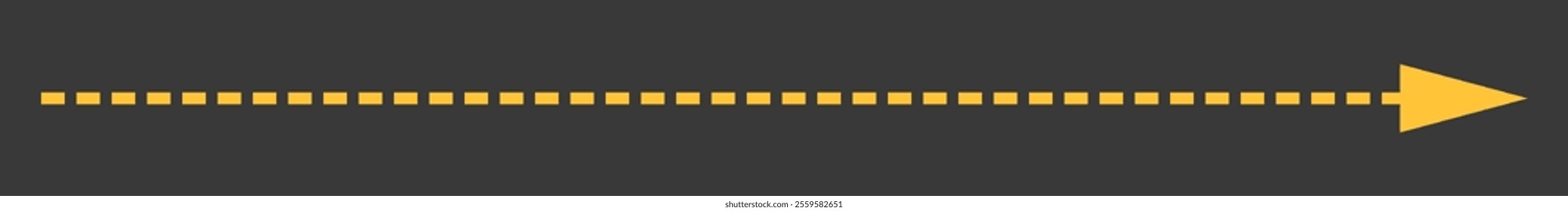 Yellow long dashed line arrow vector icon