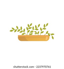 Yellow long pot with plant vector illustration. Long pot isolated on white background. Gardening, farming concept