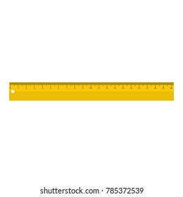 Yellow long ruler icon. Flat illustration of yellow long ruler vector icon for web.
