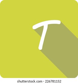 Yellow Long Shadow Flat Icon for the Letter T