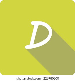 Yellow Long Shadow Icon of the Letter D
