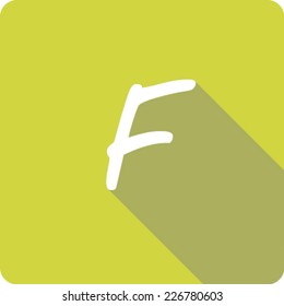 Yellow Long Shadow Icon of the Letter F