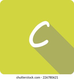 Yellow Long Shadow Icon of the Letter C