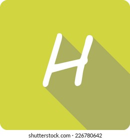 Yellow Long Shadow Icon of the Letter H