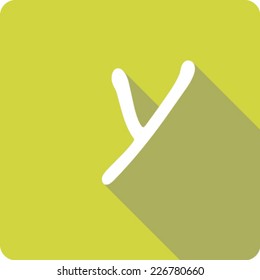 Yellow Long Shadow Icon of the Letter Y