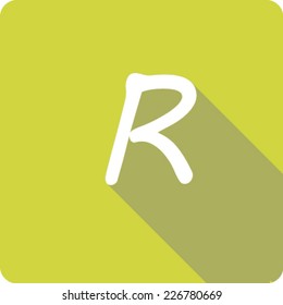Yellow Long Shadow Icon of the Letter R