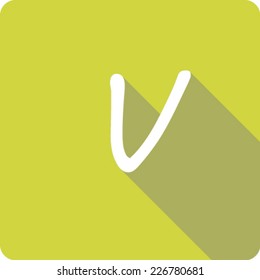 Yellow Long Shadow Icon of the Letter V