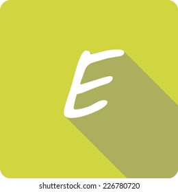 Yellow Long Shadow Icon of the Letter E