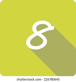 Yellow Long Shadow Icon of the Number 8