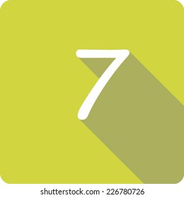 Yellow Long Shadow Icon of the Number 7