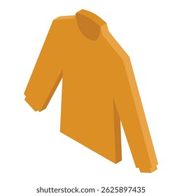 Yellow long sleeve turtleneck shirt folded and laying flat, isometric view