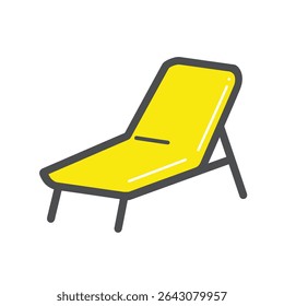 Lounger amarelo descansa convidativamente ao ar livre conforto de férias