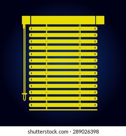 Yellow Louvers sign icon. Window blinds or jalousie symbol  on a blue background