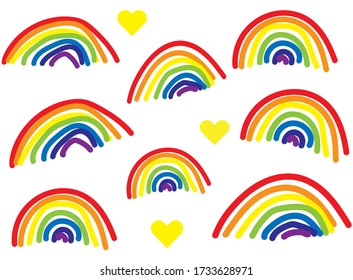 Vector arco iris del corazón del amor amarillo