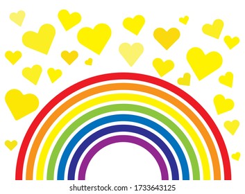 Vector arco iris del corazón del amor amarillo